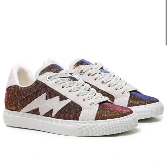 ZADIG & VOLTAIRE LA Flash sneakers, glitter fabrics, size 38, New with Box - Picture 1 of 11